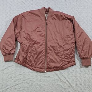 A New Day Water Resistant Bomber Jacket Berry Pink Full Zip Womens Size Small